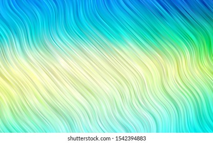 Light Blue, Yellow vector pattern with lines, ovals. Shining crooked illustration in marble style. The template for cell phone backgrounds.