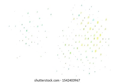 Light Blue, Yellow vector pattern with music elements. Shining illustration of colorful gradient music notes. Modern design for wallpapers.