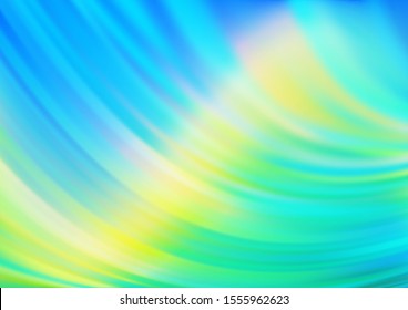 Light Blue, Yellow vector pattern with bent ribbons. Glitter abstract illustration with wry lines. Marble design for your web site.