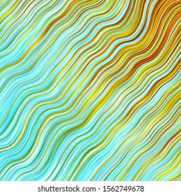 Light Blue, Yellow vector pattern with curves. Brand new colorful illustration with bent lines. Best design for your ad, poster, banner.