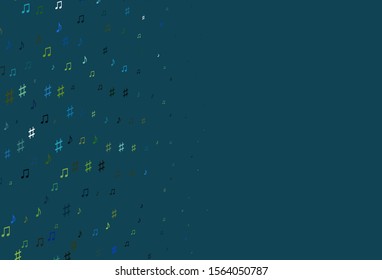 Light Blue, Yellow vector pattern with music elements. Decorative design in abstract style with music shapes. Pattern for festival leaflets.
