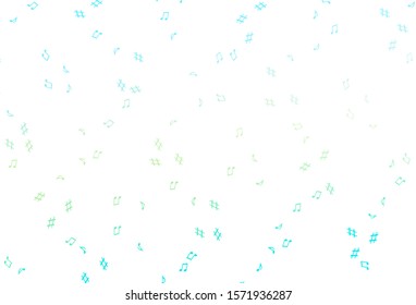 Light Blue, Yellow vector pattern with music elements. Isolated colorful music keys on abstract background. Modern design for wallpapers.