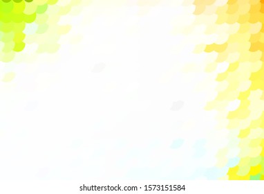 Light Blue, Yellow vector pattern with spheres. Glitter abstract illustration with blurred drops of rain. New template for your brand book.