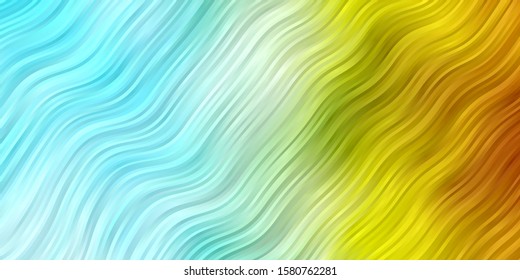 Light Blue, Yellow vector pattern with curves. Brand new colorful illustration with bent lines. Best design for your ad, poster, banner.