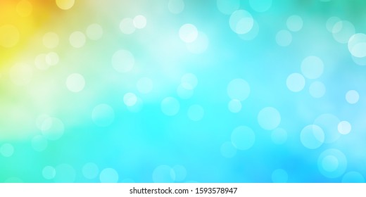 Light Blue, Yellow vector pattern with spheres. Colorful illustration with gradient dots in nature style. Pattern for booklets, leaflets.