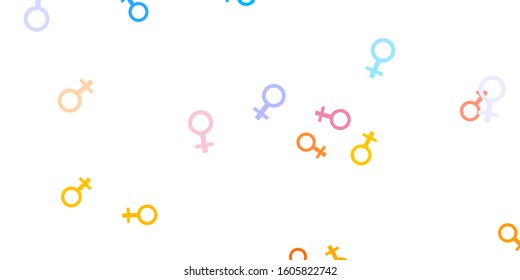Light Blue, Yellow vector pattern with feminism elements. Colorful illustration with gradient feminism shapes. Design for International Women’s Day.