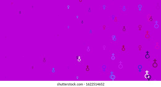 Light Blue, Yellow vector pattern with feminism elements. Colorful illustration with gradient feminism shapes. Background for International Women’s Day.