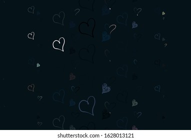 Light Blue, Yellow vector pattern with colorful hearts. Beautiful celebration style hearts on abstract illustration. Design for a business advert of anniversary.