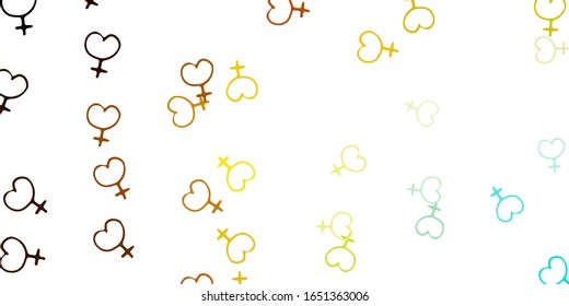 Light Blue, Yellow vector pattern with feminism elements. Simple design in abstract style with women’s rights activism. Elegant design for wallpapers.