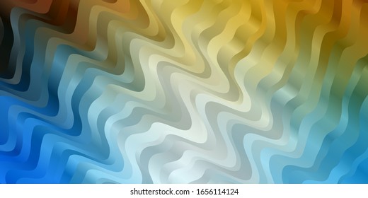 Light Blue, Yellow vector pattern with curved lines. Abstract illustration with gradient bows. Pattern for commercials, ads.