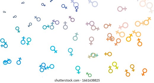 Light Blue, Yellow vector pattern with feminism elements. Colorful illustration with gradient feminism shapes. Simple design for your web site.