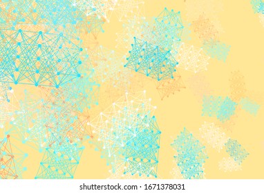 Light Blue, Yellow vector pattern with artificial intelligence network. Colored AI structure with gradient lines and dots. Design for depiction of cyber innovations.