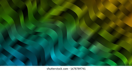 Light Blue, Yellow vector pattern with curves. Brand new colorful illustration with bent lines. Design for your business promotion.