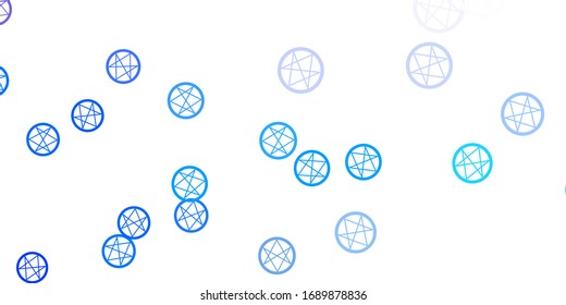 Light Blue, Yellow vector pattern with magic elements. Illustration with magical signs of spiritual power. Simple base for your occult design.