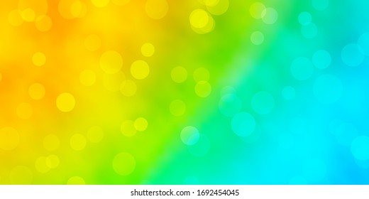 Light Blue, Yellow vector pattern with spheres. Glitter abstract illustration with colorful drops. Pattern for business ads.