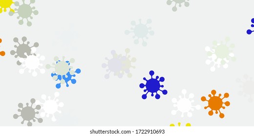 Patrón vectorial amarillo claro con elementos coronavirus. Ilustración abstracta con formas de degradado biológico. Fondo de escritorio para la protección de la salud.