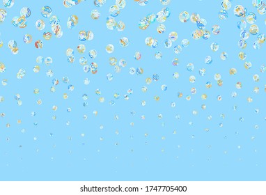Light Blue, Yellow vector pattern with spheres. Glitter abstract illustration with blurred drops of rain. Pattern for textures of wallpapers.
