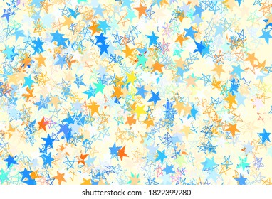 Light Blue, Yellow vector pattern with christmas stars. Glitter abstract illustration with colored stars. Smart design for your business advert.