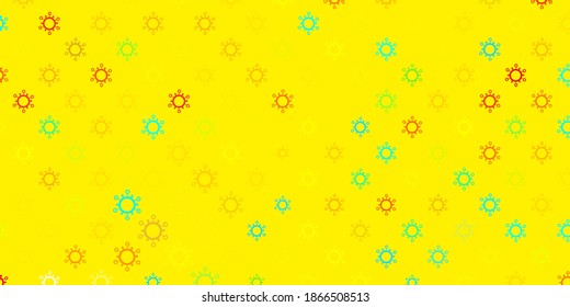Light blue, yellow vector pattern with coronavirus elements. Simple design in abstract style with infection forms. Simple drawing against danger fever.