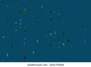 Light Blue, Yellow vector pattern with arithmetic signs. Colored mathematic signs with gradient on white background. Pattern for ads, booklets, leaflets of education.