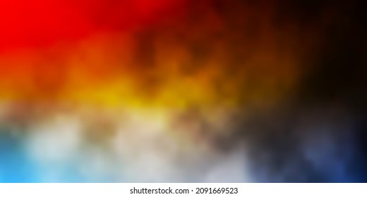 Azul claro, patrón vectorial amarillo con nubes. Ilustración gradiente con cielo colorido, nubes. Bonita disposición para el diseño de la guía.