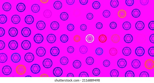 Light Blue, Yellow vector pattern with magic elements. Illustration with magical signs of spiritual power. Best design halloween events.