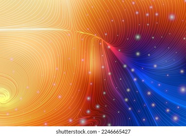 Light Blue, Yellow vector pattern with spheres, curves. Abstract background with gradient geometric pattern. Smart design for business ads.