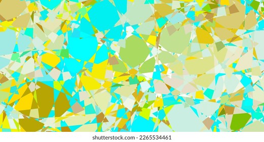Hellblau, gelbes Vektormuster mit polygonalen Formen. Einfaches Design im abstrakten Stil mit Dreiecken, Linien. Vorlage für Werbespots.