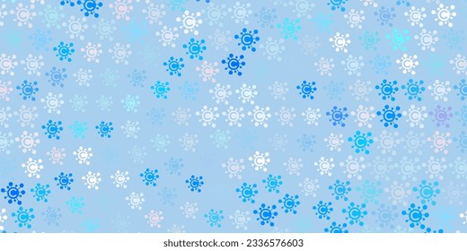 Light Blue, Yellow vector pattern with coronavirus elements. Smart illustration with covid signs in decorative style. Best design for quarantine events.