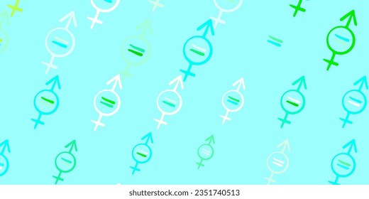 Light Blue, Yellow vector pattern with feminism elements. Illustration with signs of women strength and power. Best design to show the power of women.