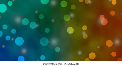 Light Blue, Yellow vector pattern with circles, stars. Glitter abstract illustration with colorful drops, stars. Pattern for wallpapers, curtains.