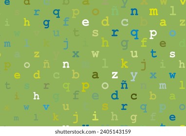Light blue, yellow vector pattern with ABC symbols. Shining colorful illustration with isolated letters. The pattern can be used for school, grammar websites.