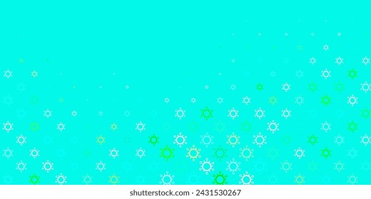 Light blue, yellow vector pattern with coronavirus elements. Smart illustration with covid signs in decorative style. Design for biohazard warning.