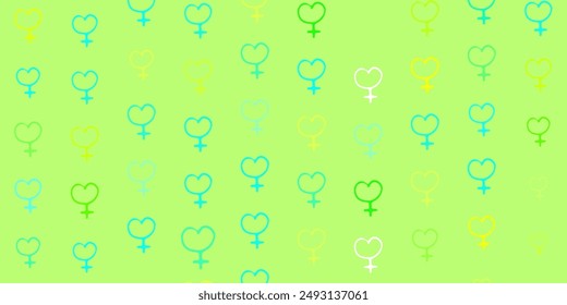 Azul claro, patrón de Vector amarillo con Elementos de feminismo. Ilustración Abstractas con una representación del poder femenino. Diseño elegante para Fondos de pantalla.