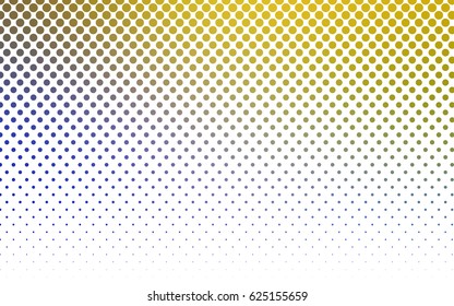 Light Blue, Yellow vector pattern with colored spheres. Geometric sample of repeating circles on white background in halftone style.