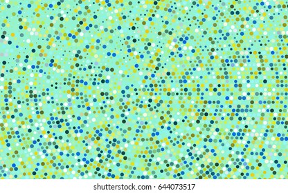 Light Blue, Yellow vector pattern with colored spheres. Geometric sample of repeating circles on white background in halftone style.