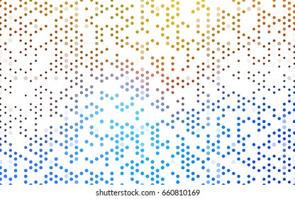 Light Blue, Yellow vector pattern with colored spheres. Geometric sample of repeating circles on white background in halftone style.