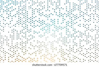 Light Blue, Yellow vector pattern with colored spheres. Geometric sample of repeating circles on white background in halftone style.
