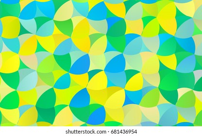Light Blue, Yellow vector pattern with colored spheres. Geometric sample of repeating circles on white background in halftone style.