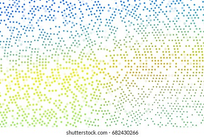 Light Blue, Yellow vector pattern with colored spheres. Geometric sample of repeating circles on white background in halftone style.