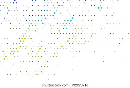 Light Blue, Yellow vector pattern with colored spheres. Geometric sample of repeating circles on white background in halftone style.