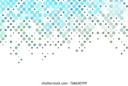 Light Blue, Yellow vector pattern with colored spheres. Geometric sample of repeating circles on white background in halftone style.