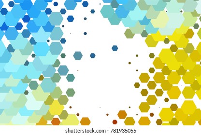 Light Blue, Yellow vector pattern. Hexagonal template. Geometric sample. Repeating hexagon shapes. Brand-New texture for your design. Pattern can be used for background
