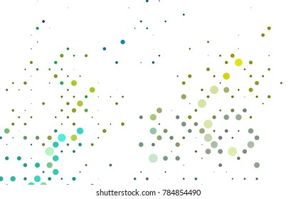 Light Blue, Yellow vector pattern with colored spheres. Geometric sample of repeating circles on white background in halftone style.