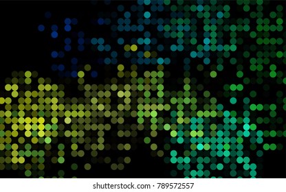 Light Blue, Yellow vector pattern with colored spheres. Geometric sample of repeating circles on white background in halftone style.