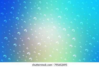 Light Blue, Yellow vector pattern with spheres. Glitter abstract illustration with blurred drops of rain. Pattern can be used as texture of water, rain drops.