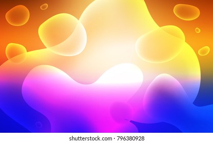 Light Blue, Yellow vector pattern with lines, ovals. Glitter abstract illustration with wry lines. Memphis style for your business design.