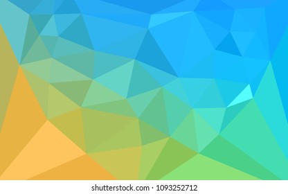 Light Blue, Yellow vector polygon abstract backdrop with a heart in a centre. Polygonal illustration, which consists of triangles. New template for your brand book.