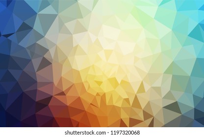 Light Blue, Yellow vector polygon abstract layout. Shining polygonal illustration, which consist of triangles. Template for cell phone's backgrounds.