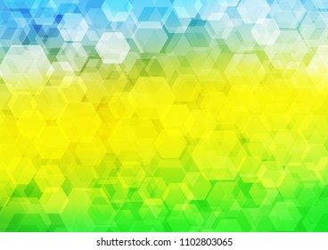 Light Blue, Yellow vector polygonal pattern. Shining illustration, which consist of hexagons. Brand new design for your business.
